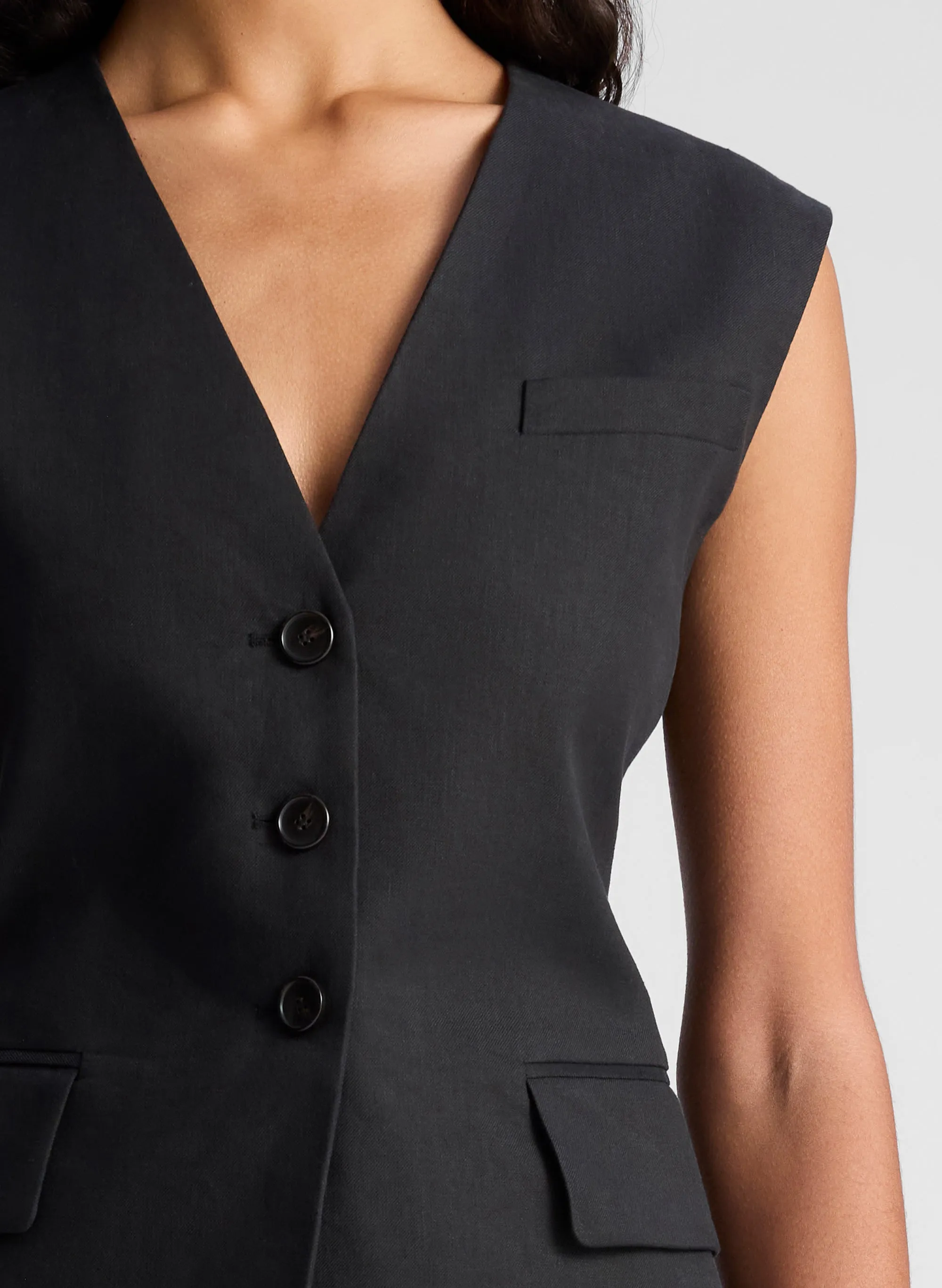Noa Lace Up Linen Vest