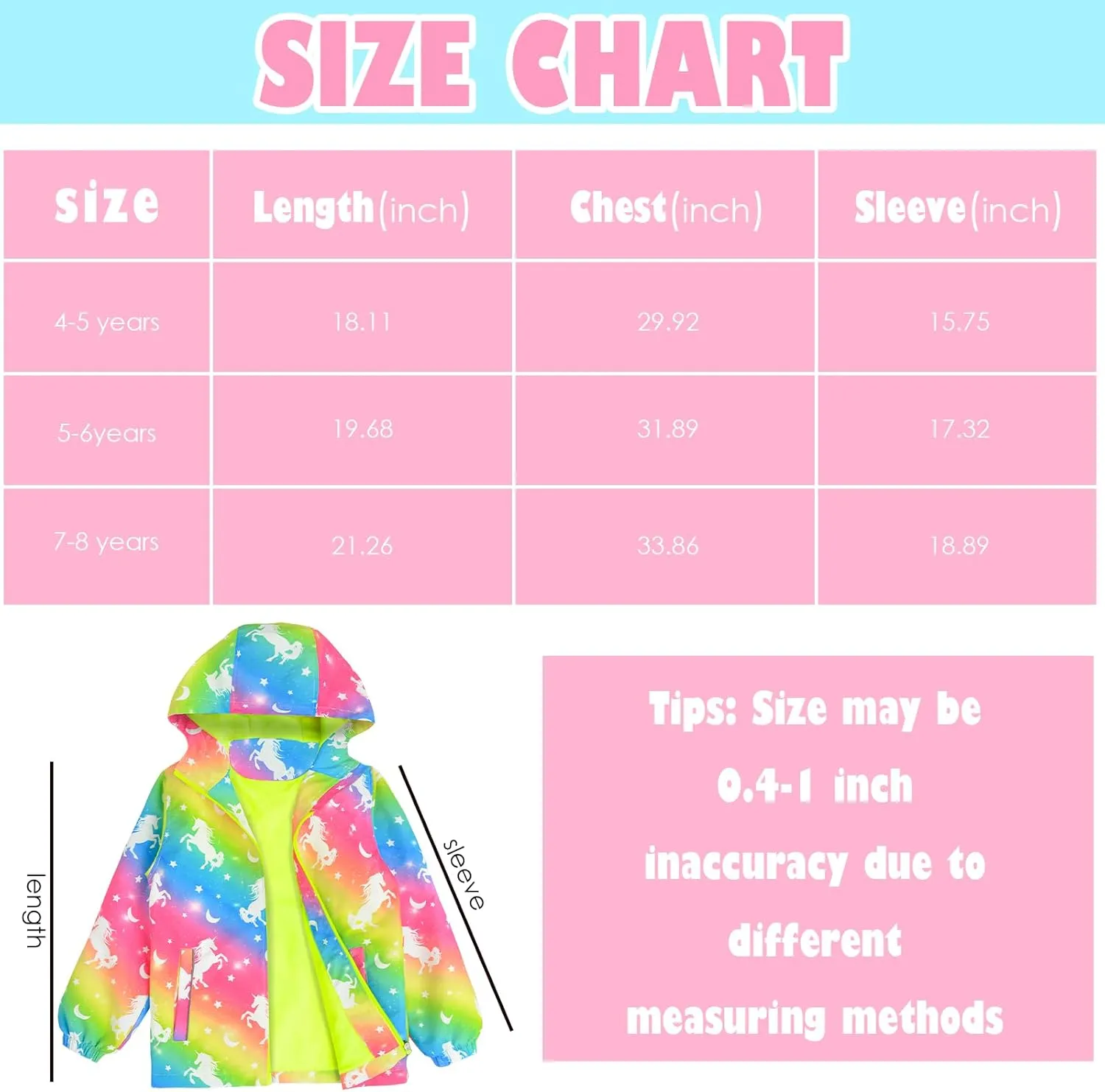 OlyPegic Girls Rain Jacket Waterproof Hooded Fleece Lined Lightweight Windbreaker Kids Windproof Jackets Raincoats Kids