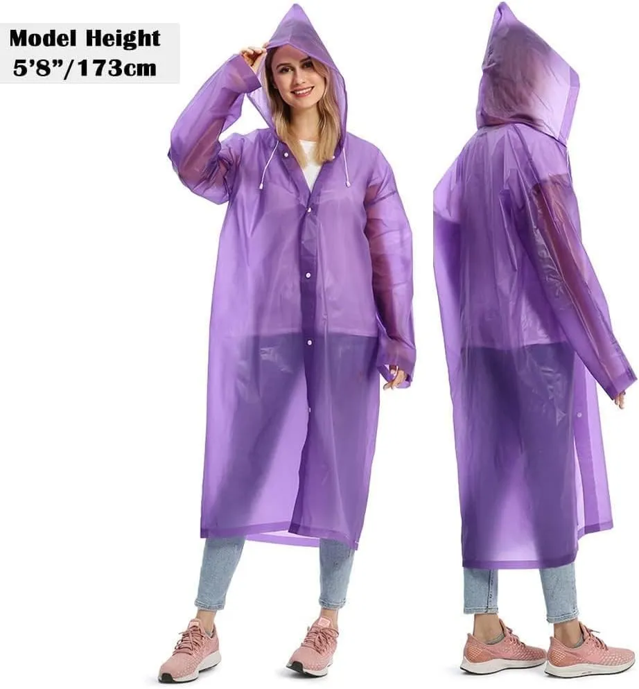 Opret 2 Pack Raincoats for Adults Reusable, EVA Rain Ponchos Lightweight Rain Coat Waterproof Rain Gear for Men and Women
