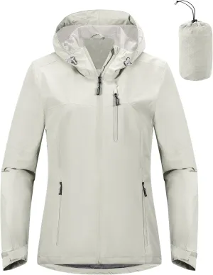Outdoor Ventures Packable Rain Jacket Women Lightweight Waterproof Raincoat with Hood Cycling Bike Jacket