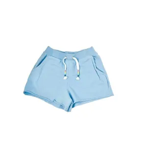 Paper Flower Raw Edge Back Pocket Short Cashmere Blue