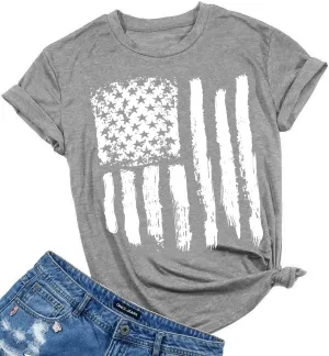 Patriotic Shirts for Women American Flag Shirt 4th of July Tshirt Graphic Tees Casual Short Sleeve Tee Top