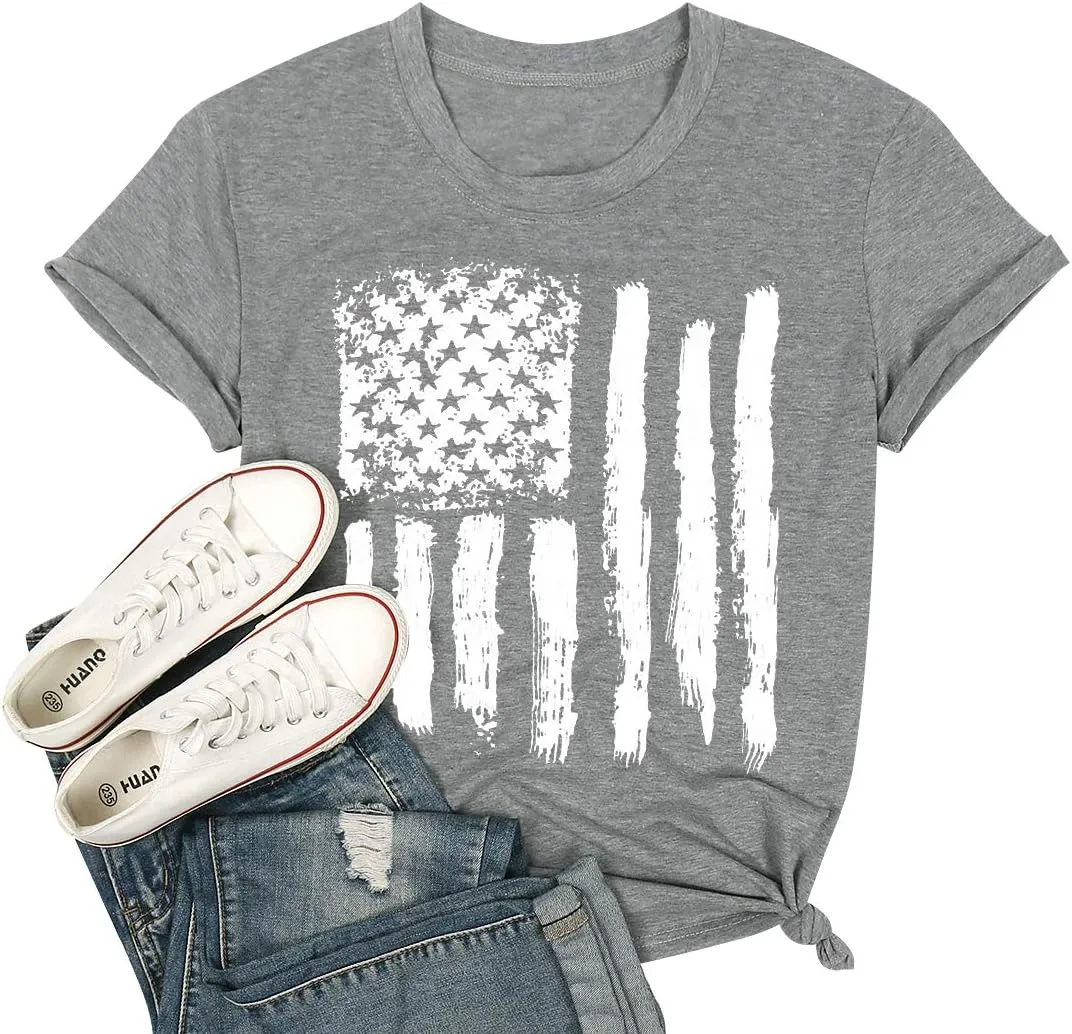 Patriotic Shirts for Women American Flag Shirt 4th of July Tshirt Graphic Tees Casual Short Sleeve Tee Top