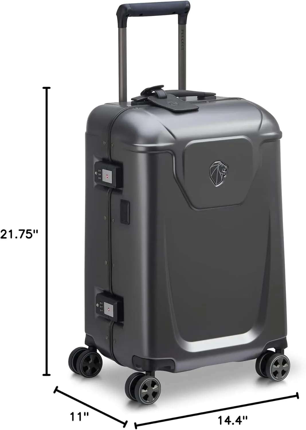 PEUGEOT Voyages Hardside Luggage with Spinner Wheels, Anthracite, Carry-On 19 Inch