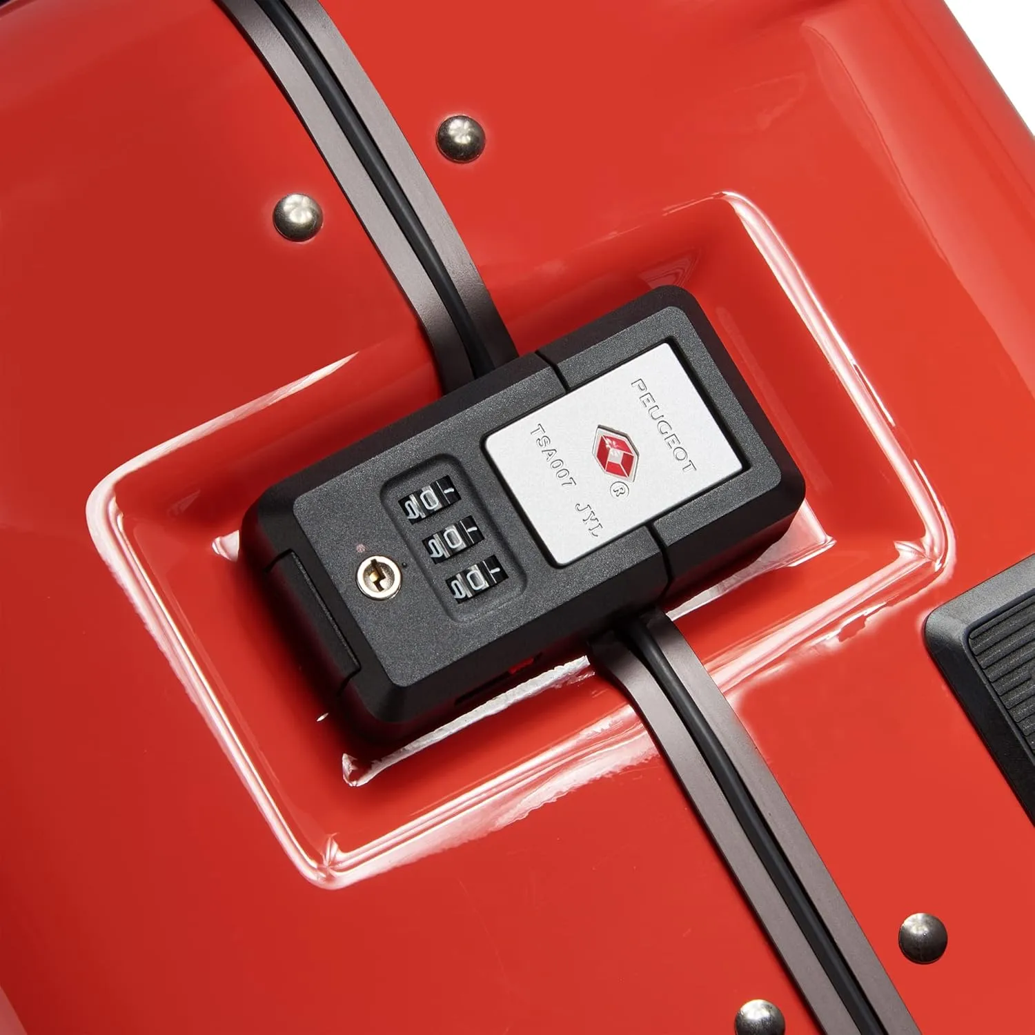 PEUGEOT Voyages Hardside Luggage with Spinner Wheels, Glossy Red, Carry-On 19 Inch