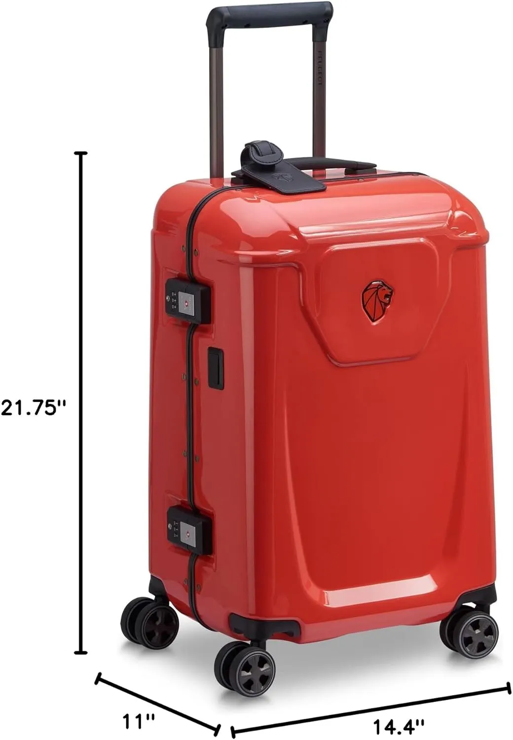 PEUGEOT Voyages Hardside Luggage with Spinner Wheels, Glossy Red, Carry-On 19 Inch