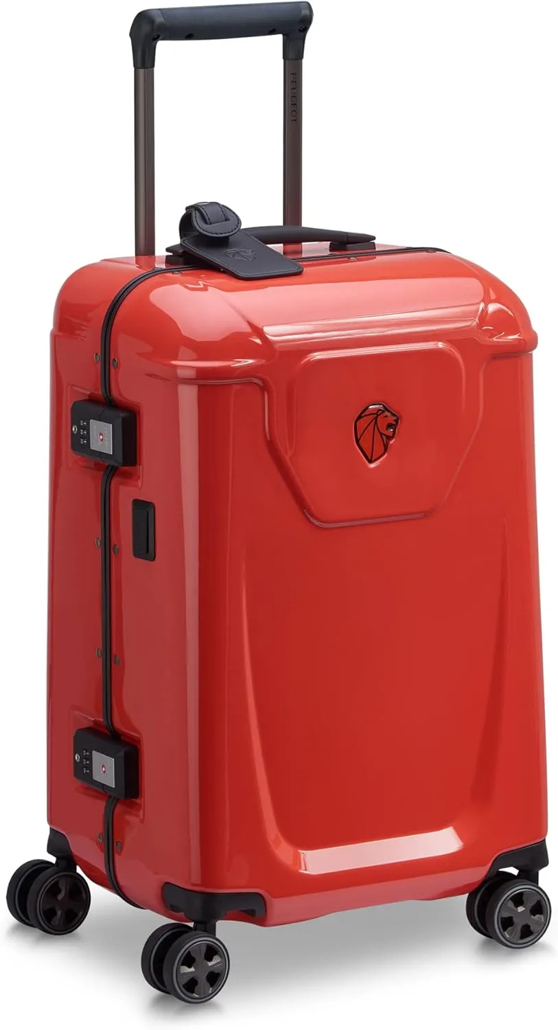 PEUGEOT Voyages Hardside Luggage with Spinner Wheels, Glossy Red, Carry-On 19 Inch
