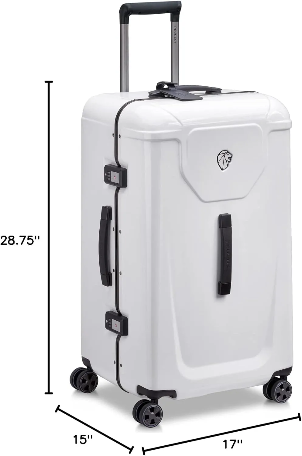 PEUGEOT Voyages Hardside Luggage with Spinner Wheels, Glossy White, 26 Inch Trunk