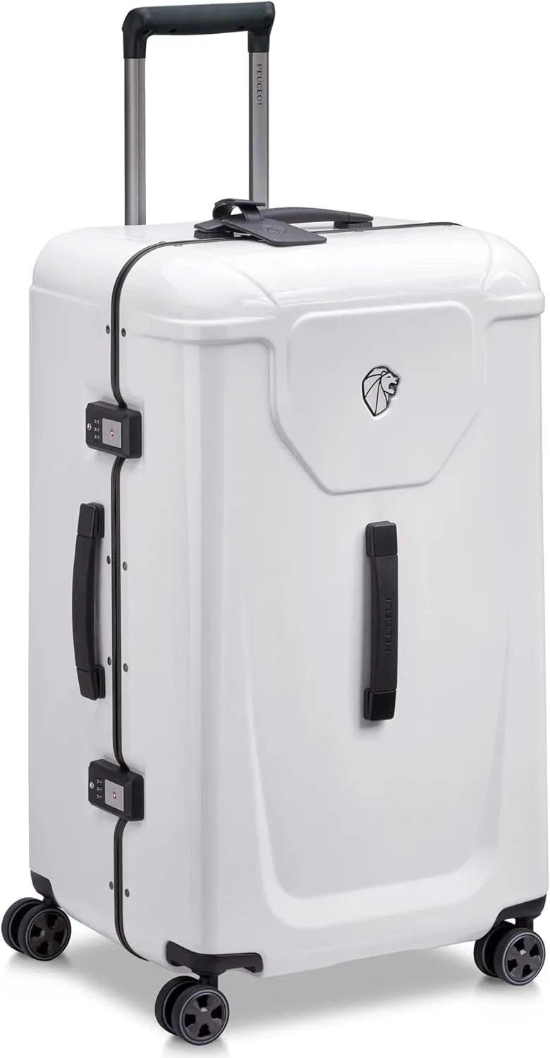 PEUGEOT Voyages Hardside Luggage with Spinner Wheels, Glossy White, 26 Inch Trunk