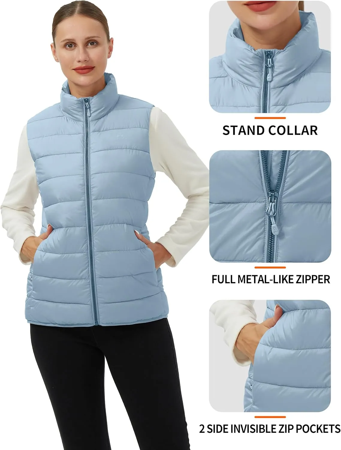 Pioneer Camp Puffer Vest Women Lightweight Packable Sleeveless Bubble Quilted Zip Up Padded Warm Winter Outerwear Puffy Vests