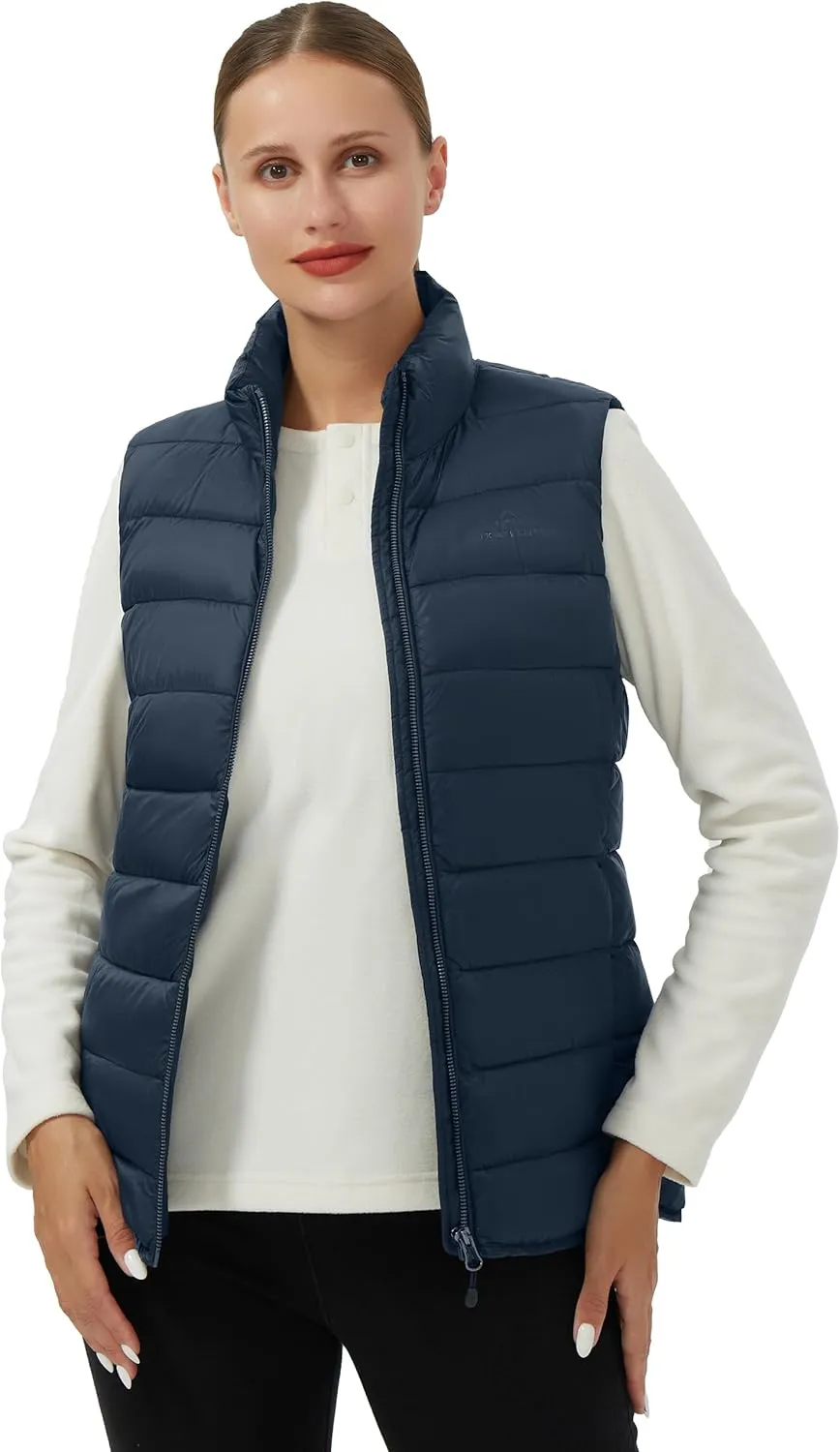 Pioneer Camp Puffer Vest Women Lightweight Packable Sleeveless Bubble Quilted Zip Up Padded Warm Winter Outerwear Puffy Vests