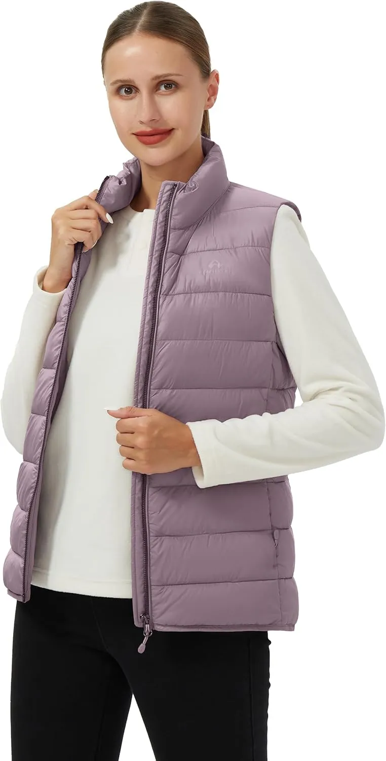 Pioneer Camp Puffer Vest Women Lightweight Packable Sleeveless Bubble Quilted Zip Up Padded Warm Winter Outerwear Puffy Vests