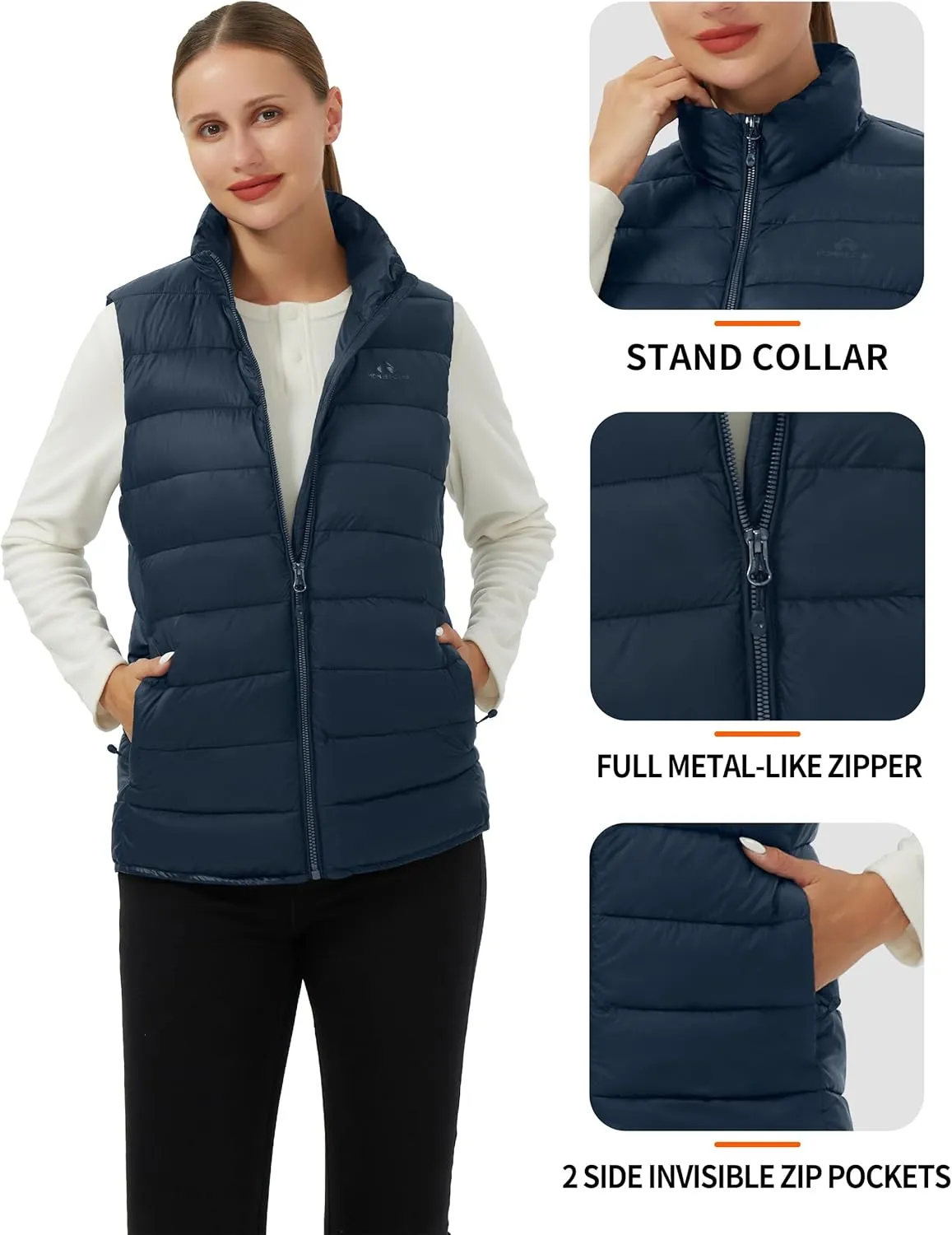 Pioneer Camp Puffer Vest Women Lightweight Packable Sleeveless Bubble Quilted Zip Up Padded Warm Winter Outerwear Puffy Vests
