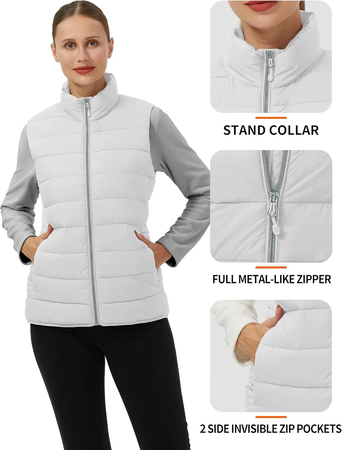 Pioneer Camp Puffer Vest Women Lightweight Packable Sleeveless Bubble Quilted Zip Up Padded Warm Winter Outerwear Puffy Vests