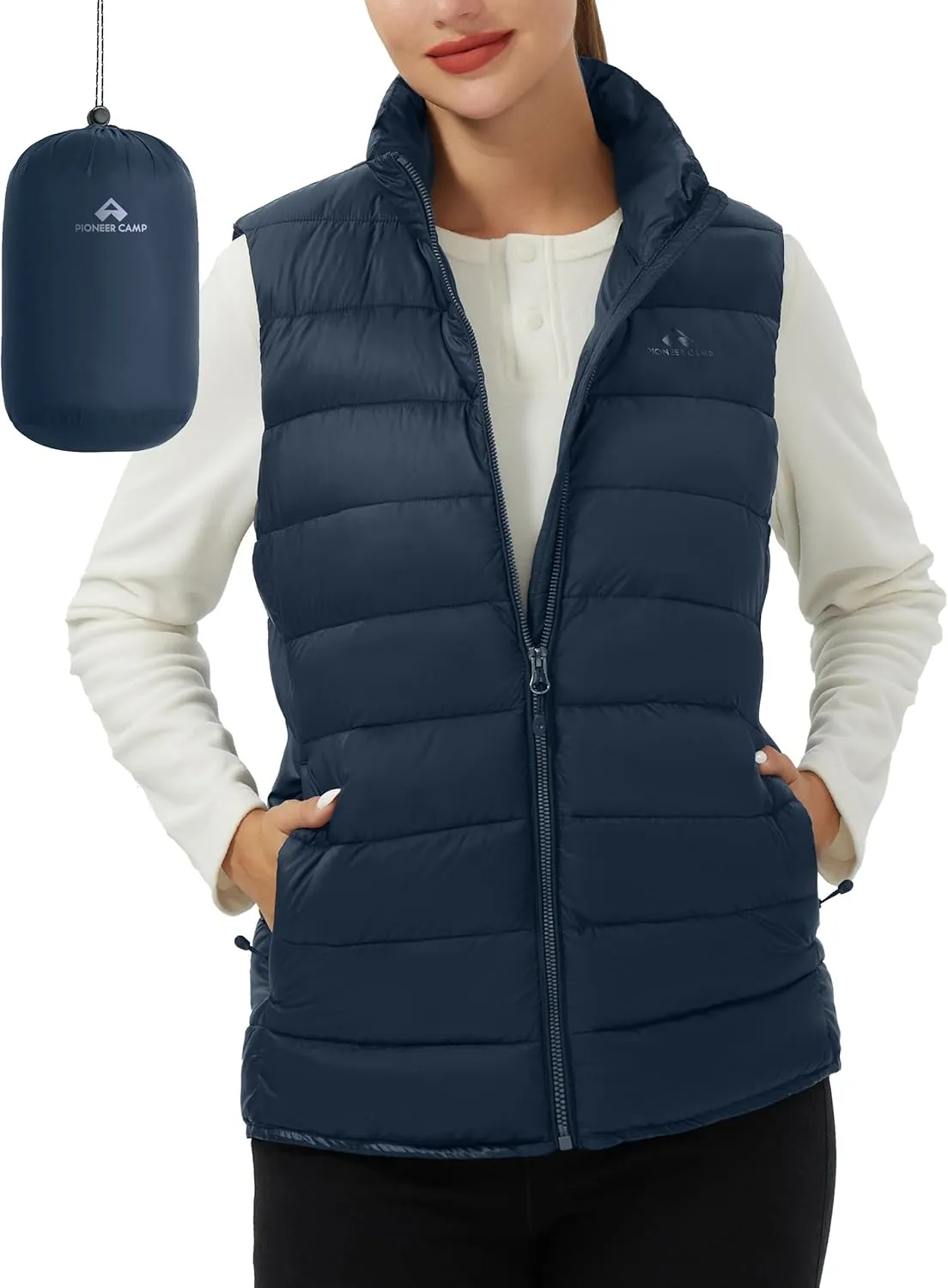 Pioneer Camp Puffer Vest Women Lightweight Packable Sleeveless Bubble Quilted Zip Up Padded Warm Winter Outerwear Puffy Vests
