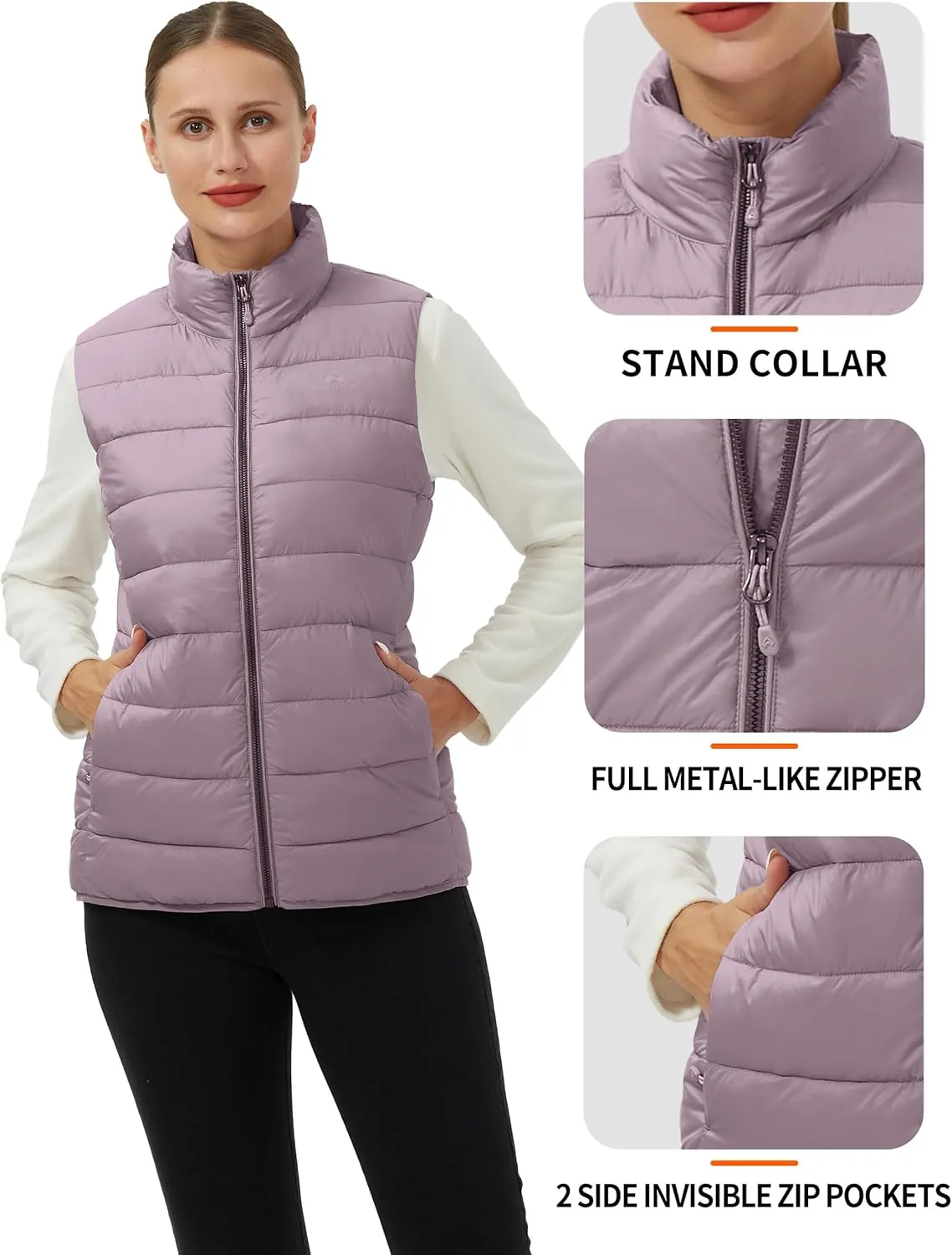 Pioneer Camp Puffer Vest Women Lightweight Packable Sleeveless Bubble Quilted Zip Up Padded Warm Winter Outerwear Puffy Vests