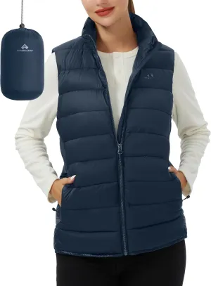 Pioneer Camp Puffer Vest Women Lightweight Packable Sleeveless Bubble Quilted Zip Up Padded Warm Winter Outerwear Puffy Vests