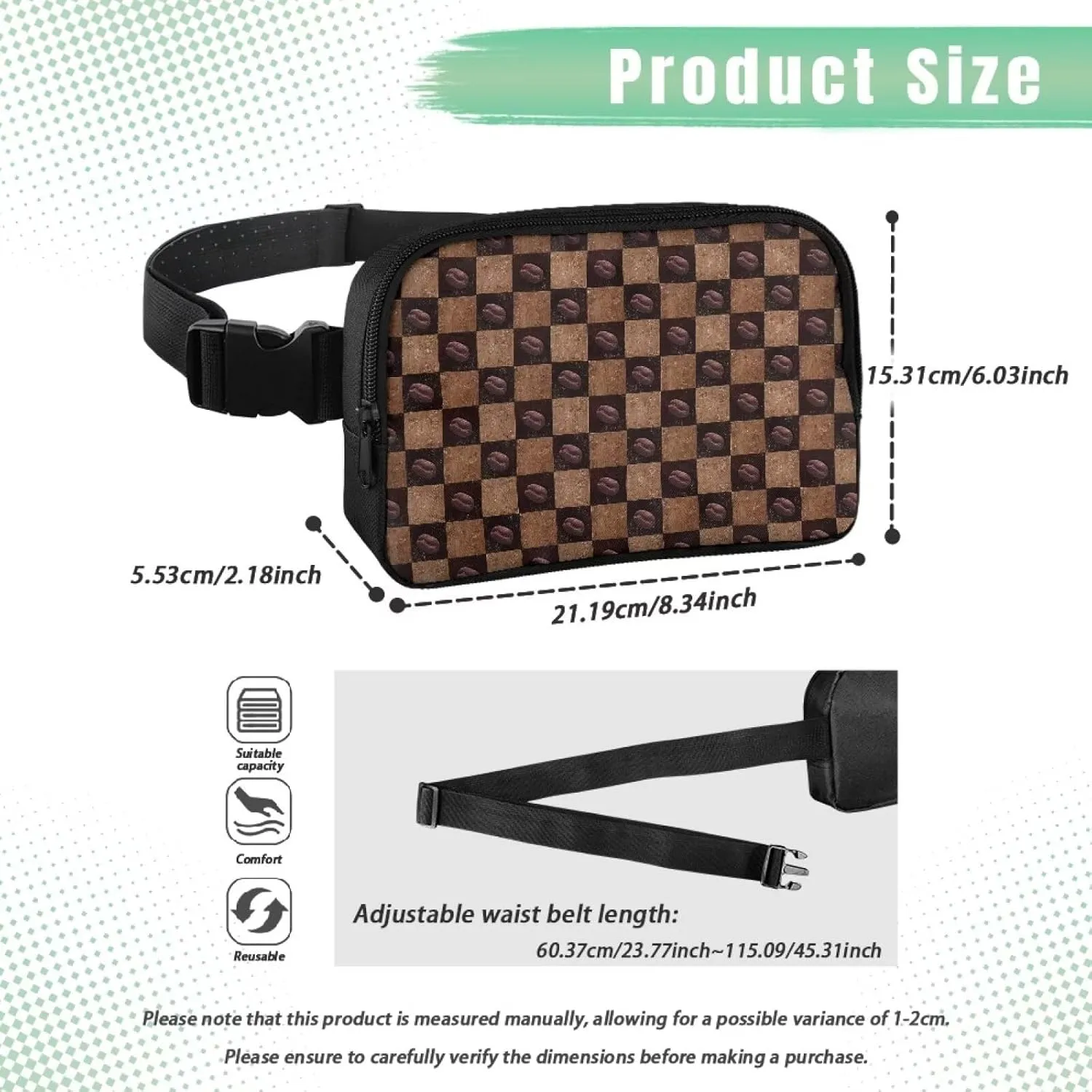 Plaid Fanny Packs for Women Brown Ladies Waist Bag Lightweight Practical Waist Pouch with Smooth Zipper for Hiking Cycling Vacation Travel Outdoor Shopping Nice Birthday Gifts for Mom Lover