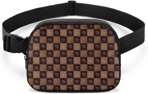 Plaid Fanny Packs for Women Brown Ladies Waist Bag Lightweight Practical Waist Pouch with Smooth Zipper for Hiking Cycling Vacation Travel Outdoor Shopping Nice Birthday Gifts for Mom Lover