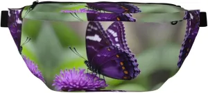Purple Butterfly Stylish Crossbody Waist Pack - Versatile And Compact Travel Pouch For Hands-Free Storage