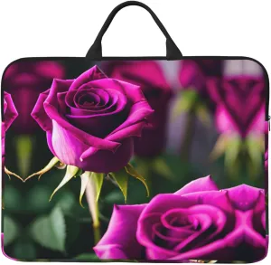 Purple Roses 14in Laptop Case Sleeve Bag  Versatile Shoulder Messenger Briefcase, Designed for Business Travel
