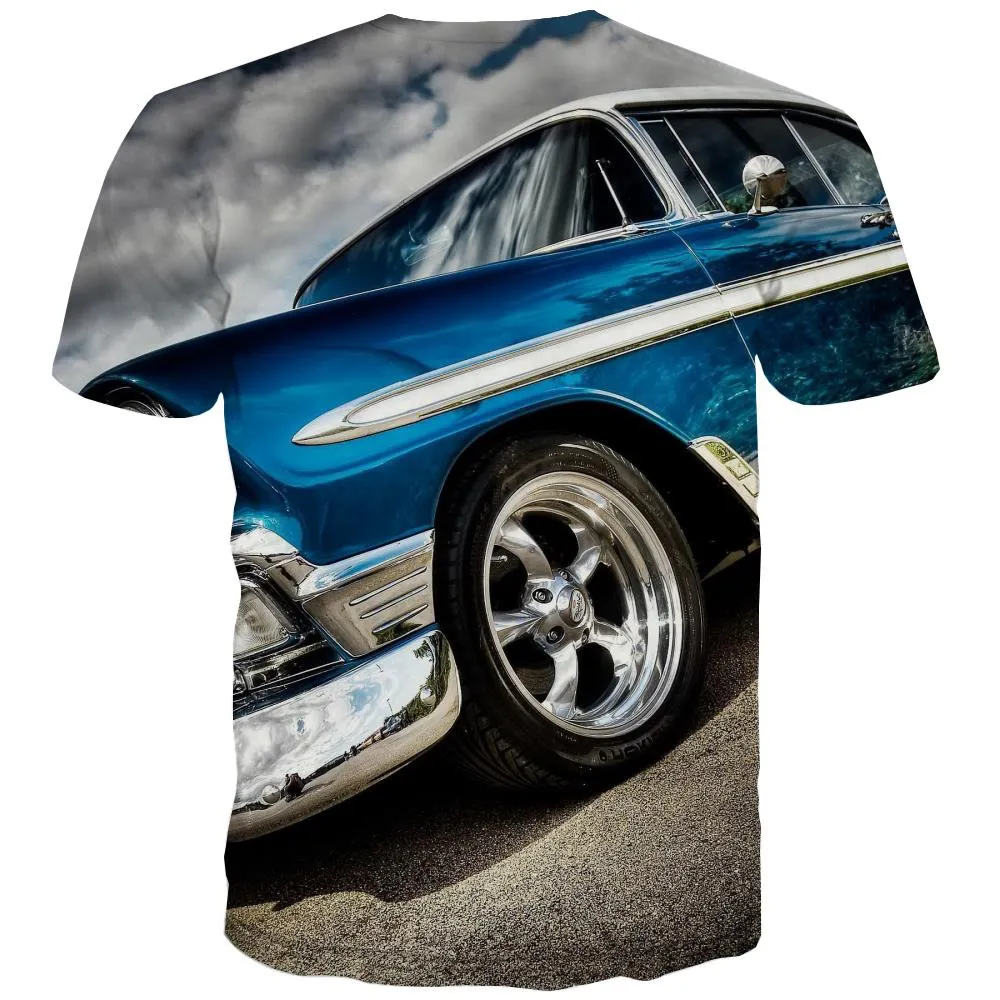 Racing Car T shirts Men Metal Tshirts Casual City T-shirts Graphic Gray Tshirts Cool Retro Tshirts Novelty