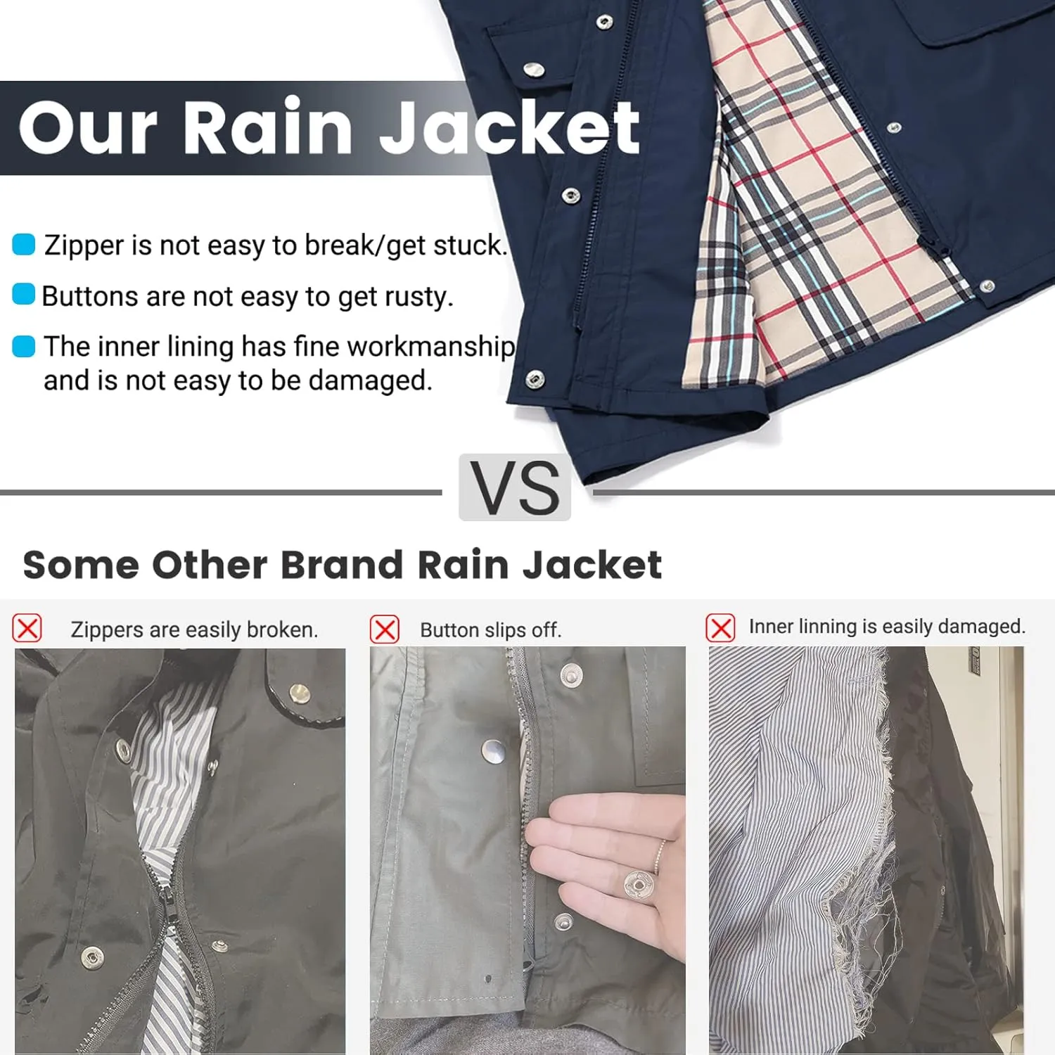 Rain Coat for Women Waterproof with Hood Lightweight Women's Rain Jacket Outdoor Trench Windbreaker Long Raincoats
