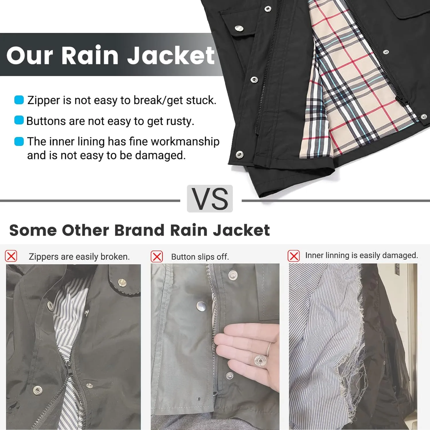Rain Coat for Women Waterproof with Hood Lightweight Women's Rain Jacket Outdoor Trench Windbreaker Long Raincoats