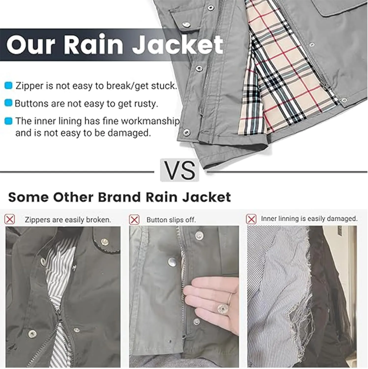 Rain Coat for Women Waterproof with Hood Lightweight Women's Rain Jacket Outdoor Trench Windbreaker Long Raincoats