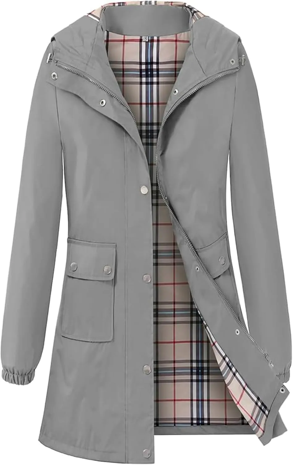 Rain Coat for Women Waterproof with Hood Lightweight Women's Rain Jacket Outdoor Trench Windbreaker Long Raincoats