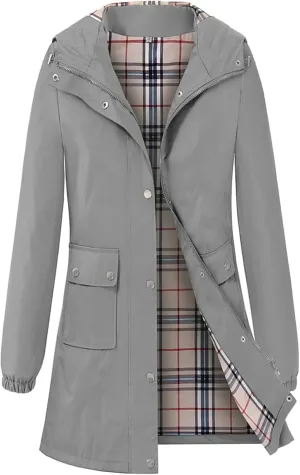 Rain Coat for Women Waterproof with Hood Lightweight Women's Rain Jacket Outdoor Trench Windbreaker Long Raincoats