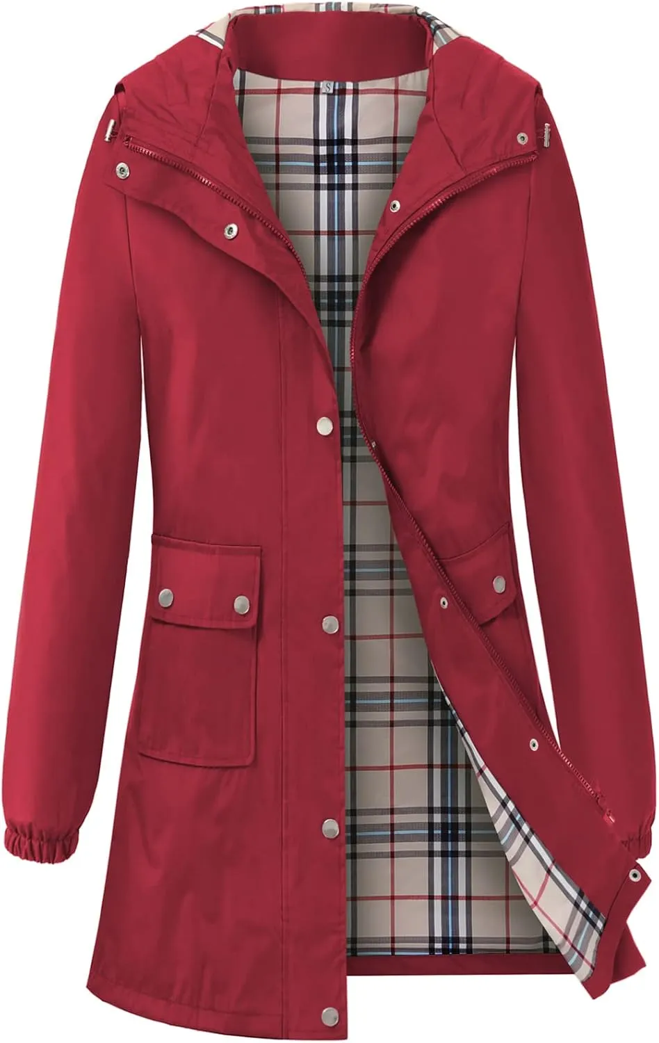 Rain Coat for Women Waterproof with Hood Lightweight Women's Rain Jacket Outdoor Trench Windbreaker Long Raincoats