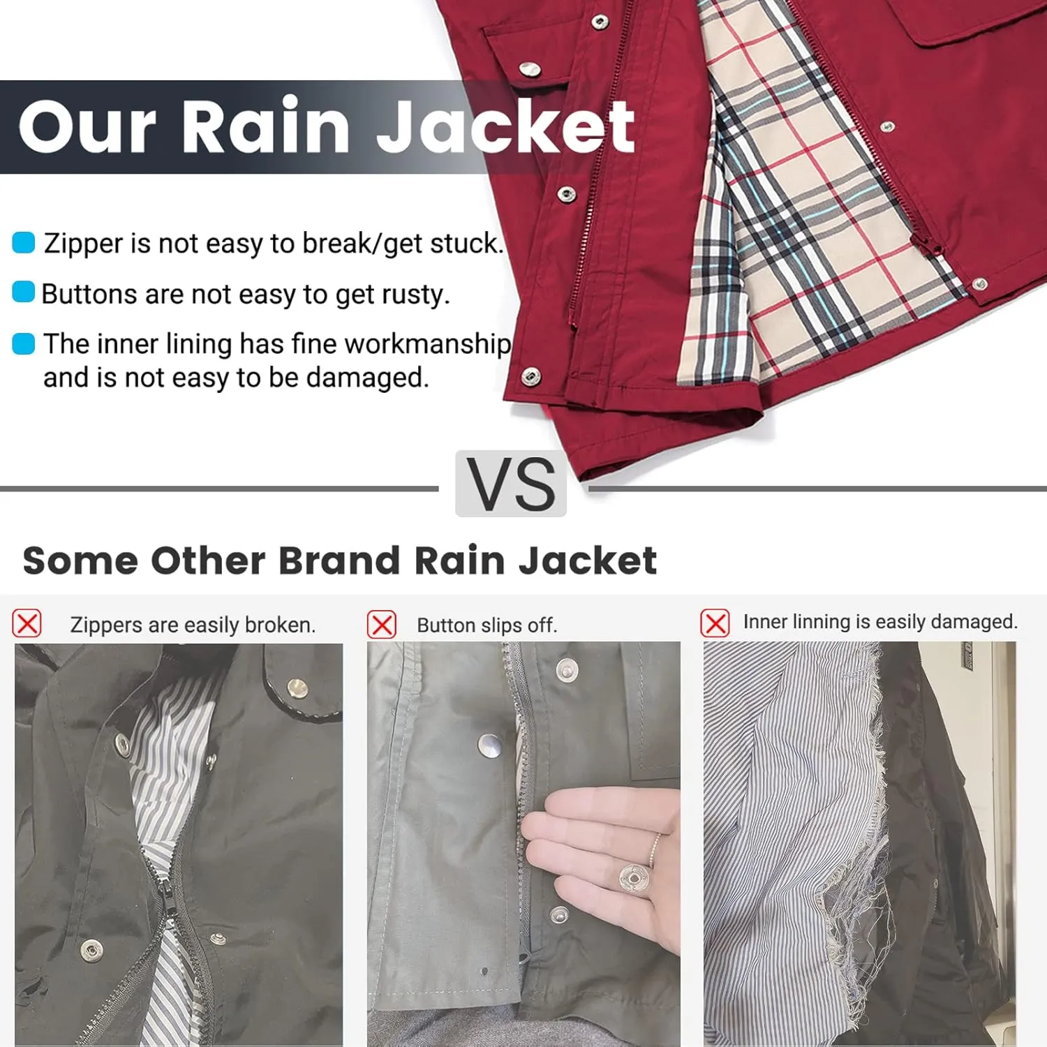 Rain Coat for Women Waterproof with Hood Lightweight Women's Rain Jacket Outdoor Trench Windbreaker Long Raincoats