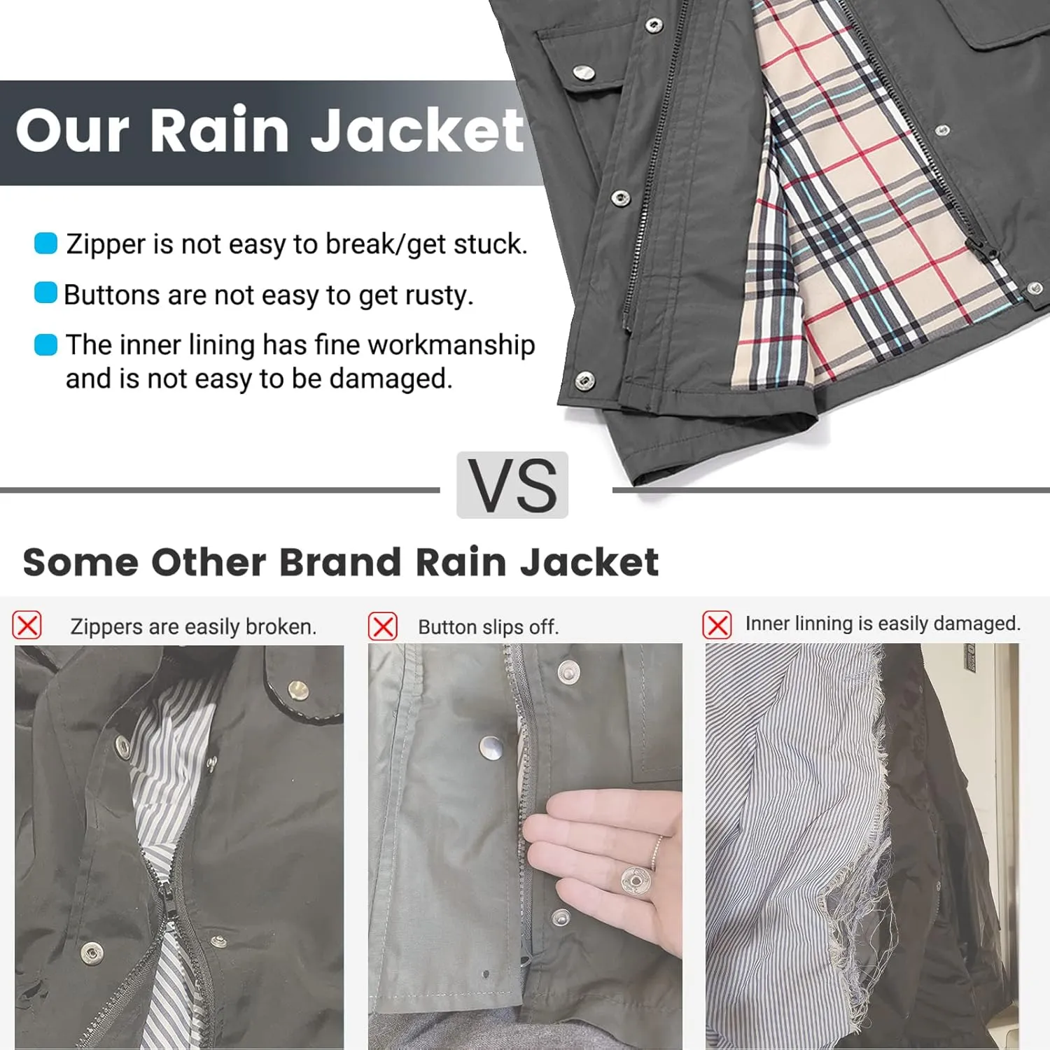 Rain Coat for Women Waterproof with Hood Lightweight Women's Rain Jacket Outdoor Trench Windbreaker Long Raincoats