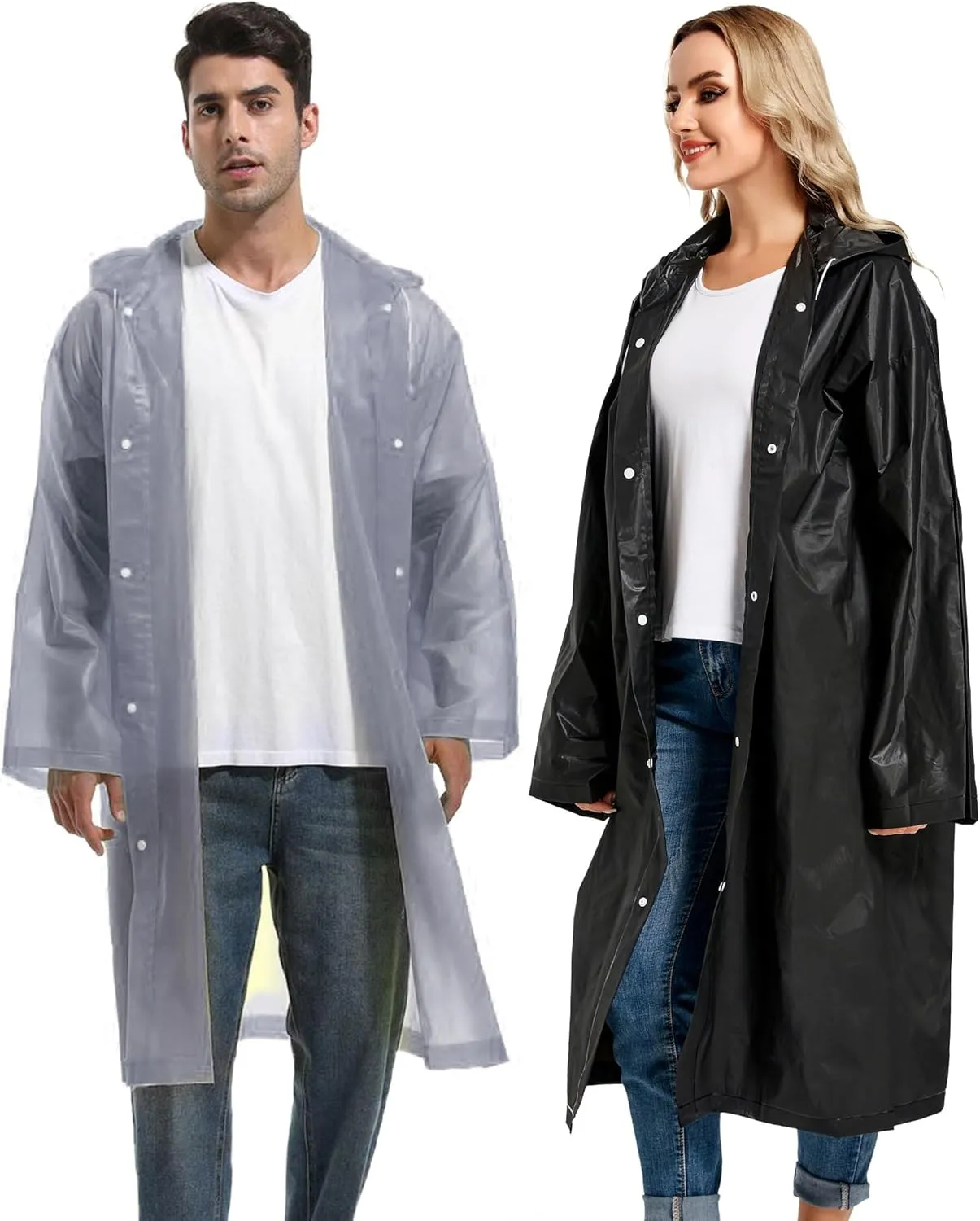 Rain Ponchos for Adults Reusable Raincoats Survival Heavy Duty Military Impermeable 2 Packs Rain Coat
