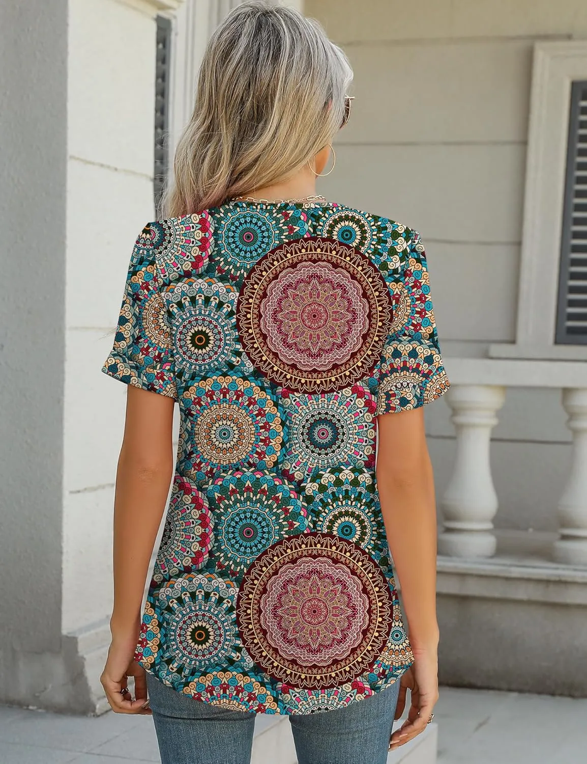 Rapbin T Shirts for Women Short Sleeve V Neck Tshirts Loose Fit Lightweight Soft Casual Summer Spring Tee Tops
