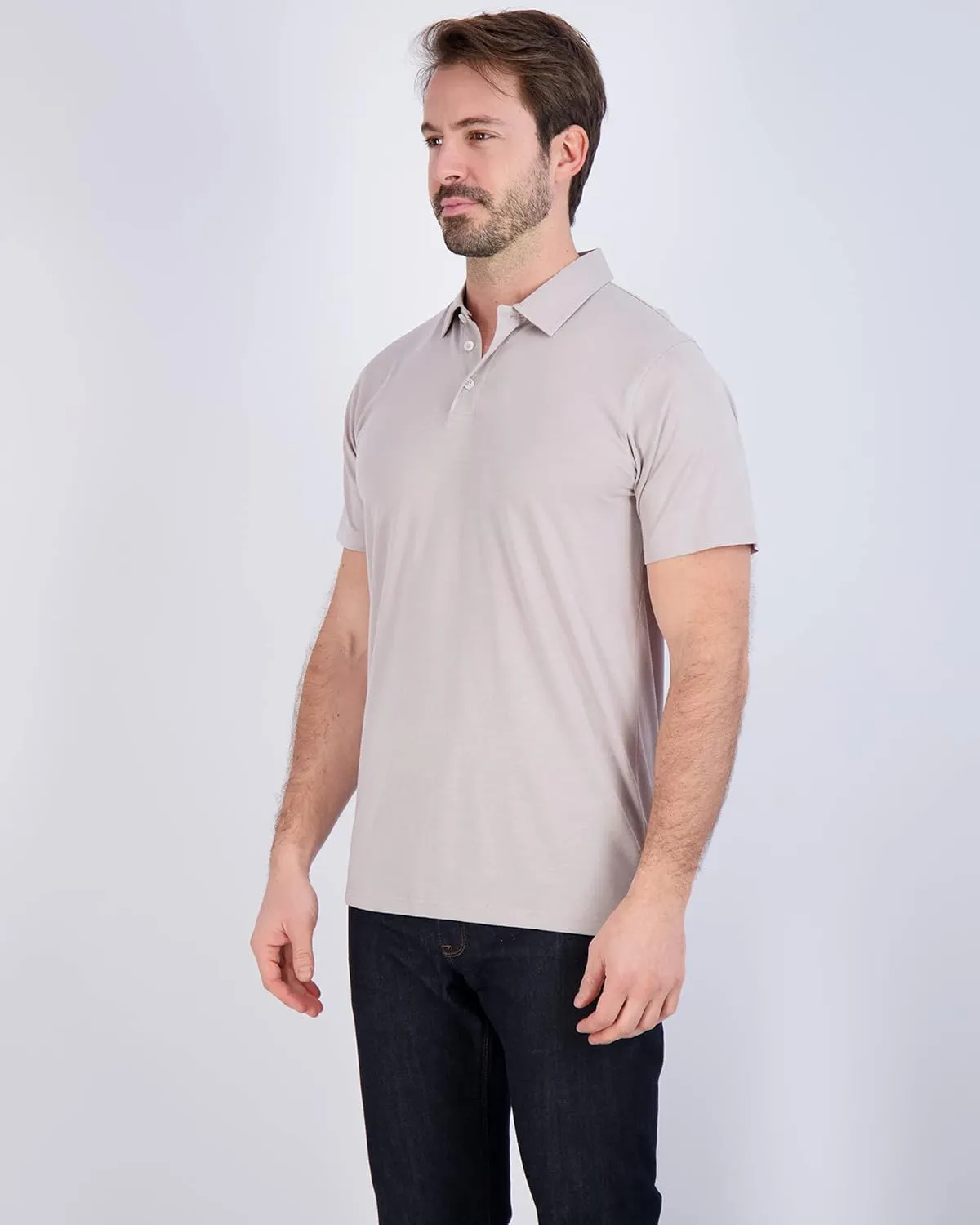 Real Essentials 3 Pack: Men's Jersey Cotton Short Sleeve Polo Shirt - Breathable Performance Polo (Available in Big & Tall)