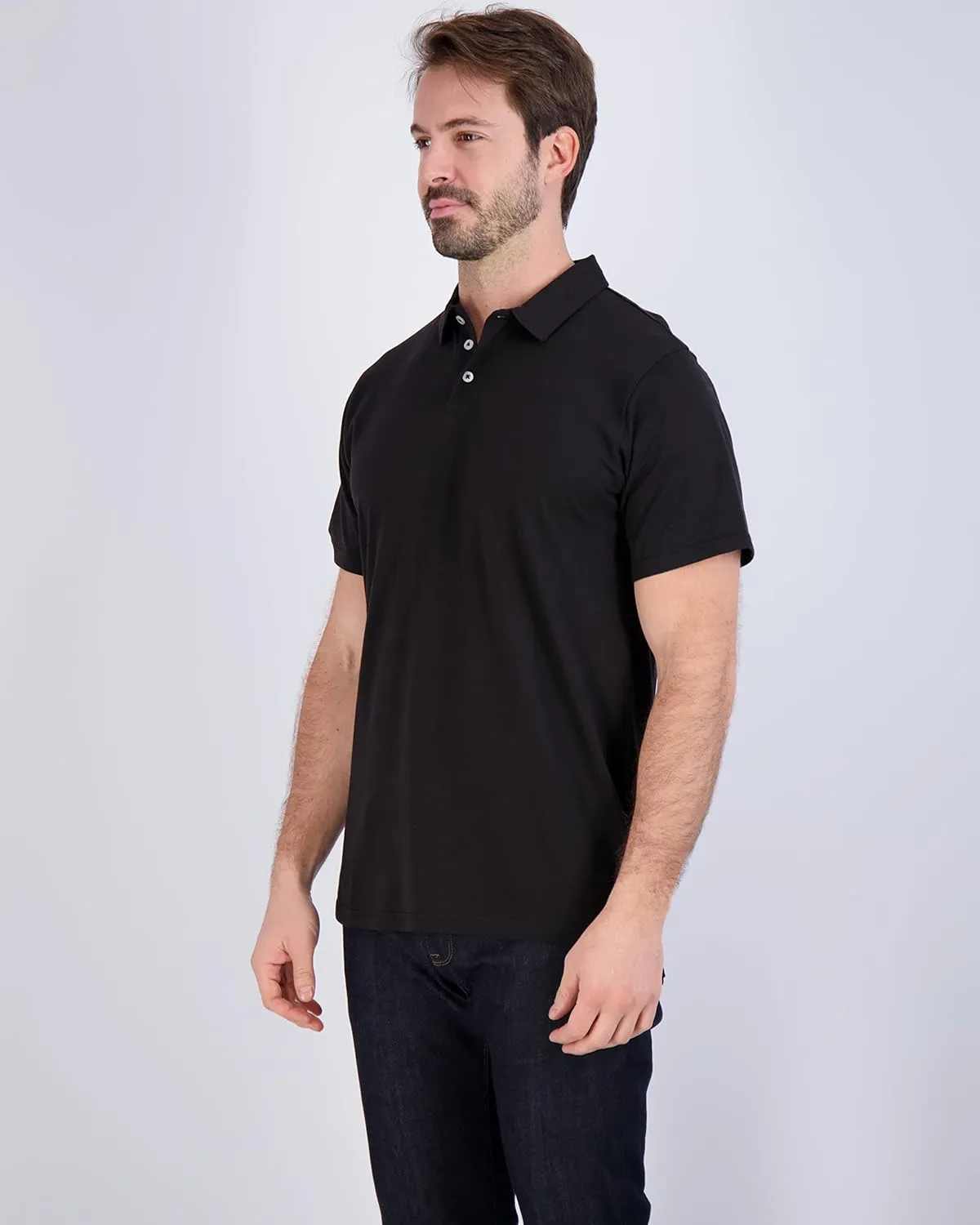 Real Essentials 3 Pack: Men's Jersey Cotton Short Sleeve Polo Shirt - Breathable Performance Polo (Available in Big & Tall)