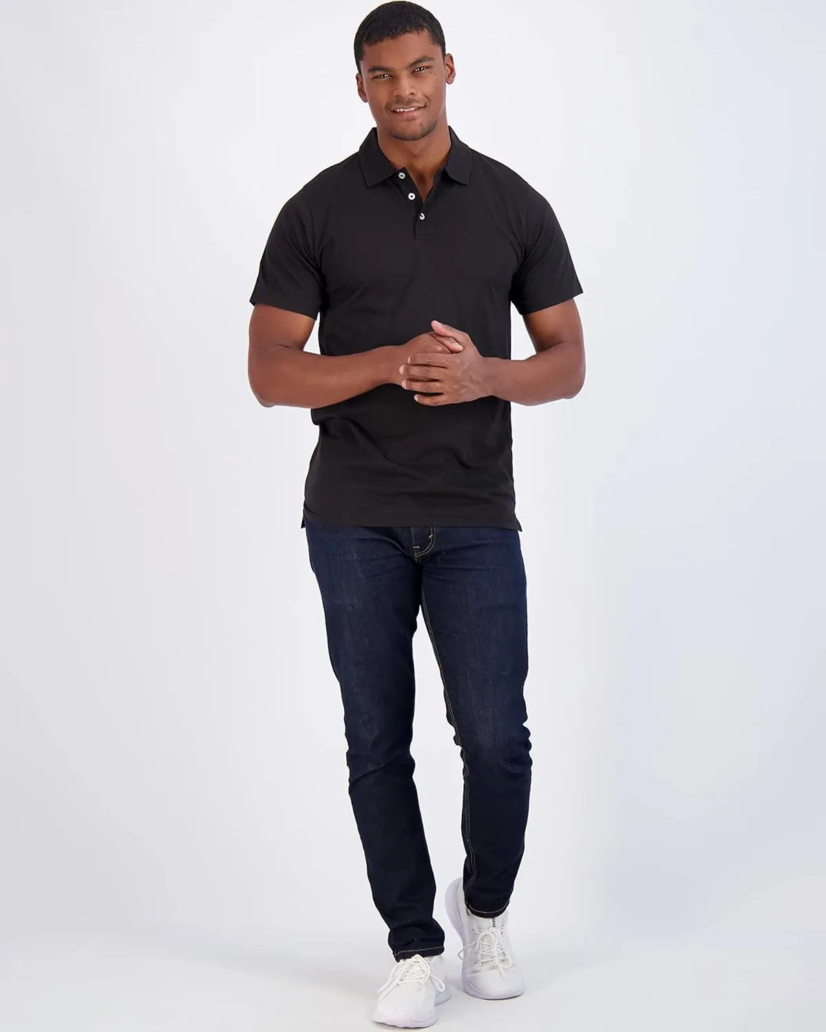 Real Essentials 3 Pack: Men's Jersey Cotton Short Sleeve Polo Shirt - Breathable Performance Polo (Available in Big & Tall)