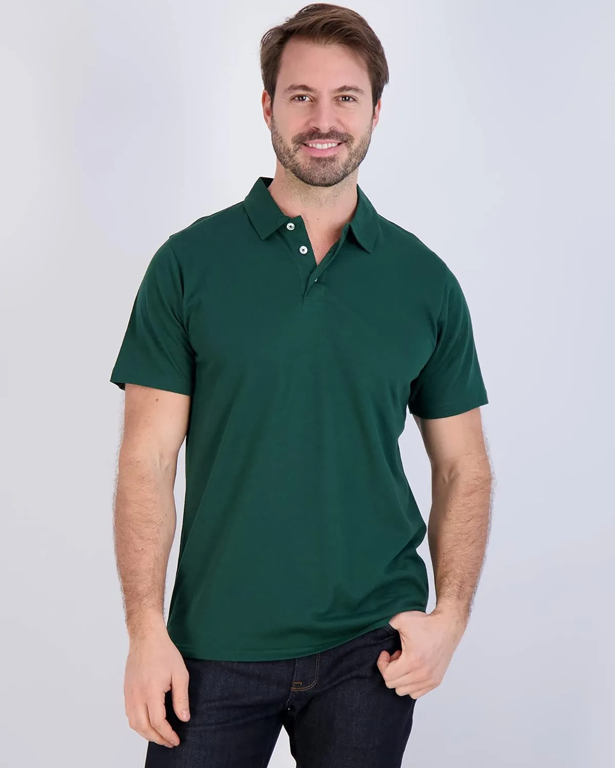 Real Essentials 3 Pack: Men's Jersey Cotton Short Sleeve Polo Shirt - Breathable Performance Polo (Available in Big & Tall)