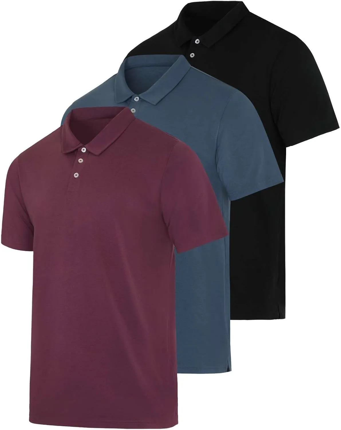 Real Essentials 3 Pack: Men's Jersey Cotton Short Sleeve Polo Shirt - Breathable Performance Polo (Available in Big & Tall)