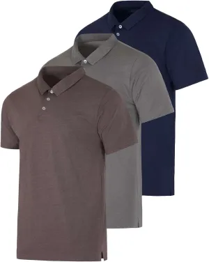 Real Essentials 3 Pack: Men's Jersey Cotton Short Sleeve Polo Shirt - Breathable Performance Polo (Available in Big & Tall)