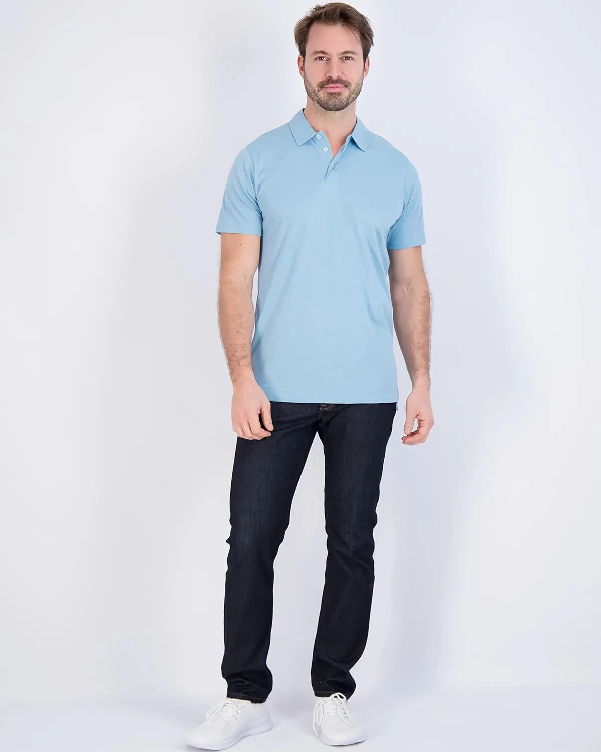 Real Essentials 3 Pack: Men's Jersey Cotton Short Sleeve Polo Shirt - Breathable Performance Polo (Available in Big & Tall)