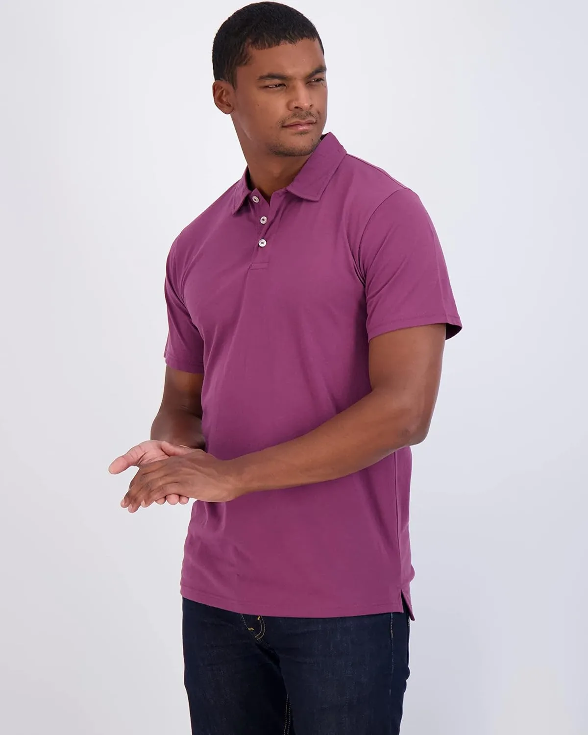 Real Essentials 3 Pack: Men's Jersey Cotton Short Sleeve Polo Shirt - Breathable Performance Polo (Available in Big & Tall)
