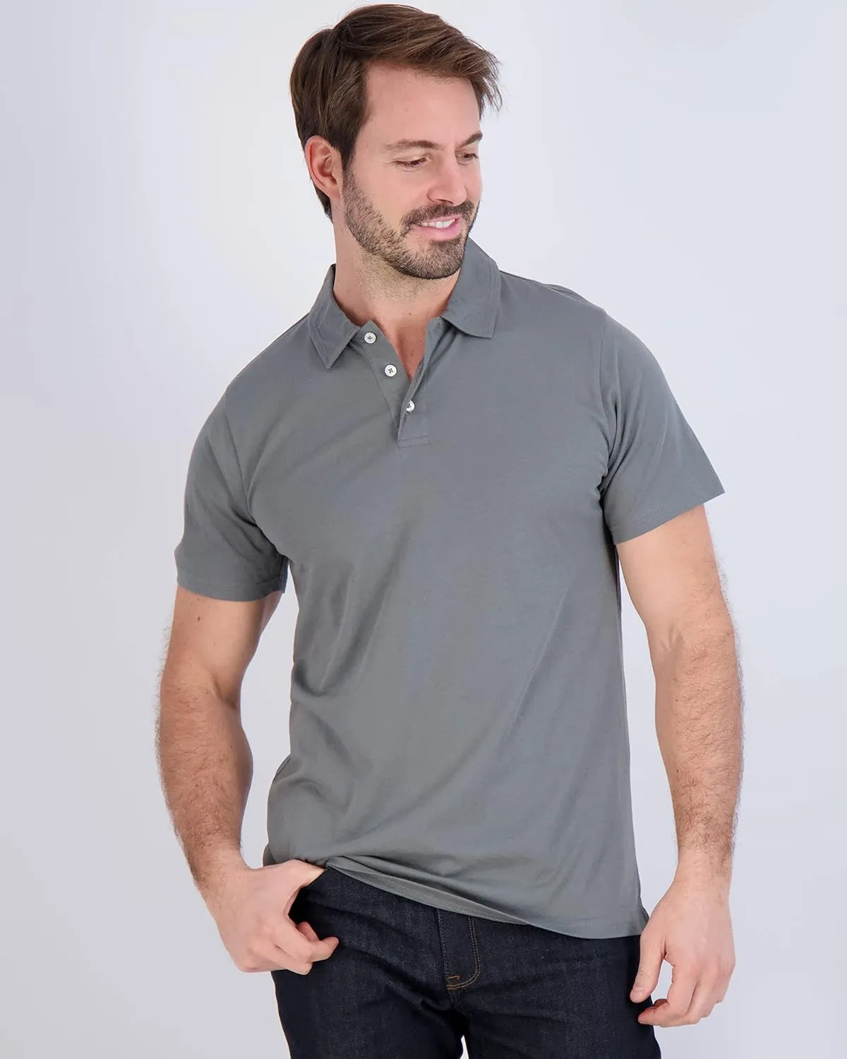 Real Essentials 3 Pack: Men's Jersey Cotton Short Sleeve Polo Shirt - Breathable Performance Polo (Available in Big & Tall)