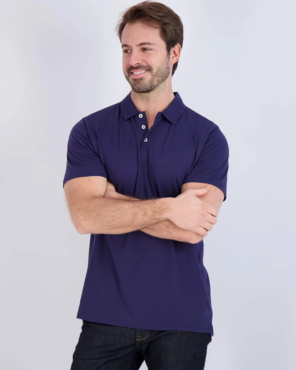 Real Essentials 3 Pack: Men's Jersey Cotton Short Sleeve Polo Shirt - Breathable Performance Polo (Available in Big & Tall)
