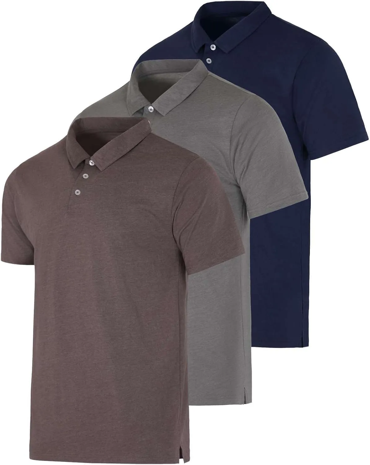 Real Essentials 3 Pack: Men's Jersey Cotton Short Sleeve Polo Shirt - Breathable Performance Polo (Available in Big & Tall)
