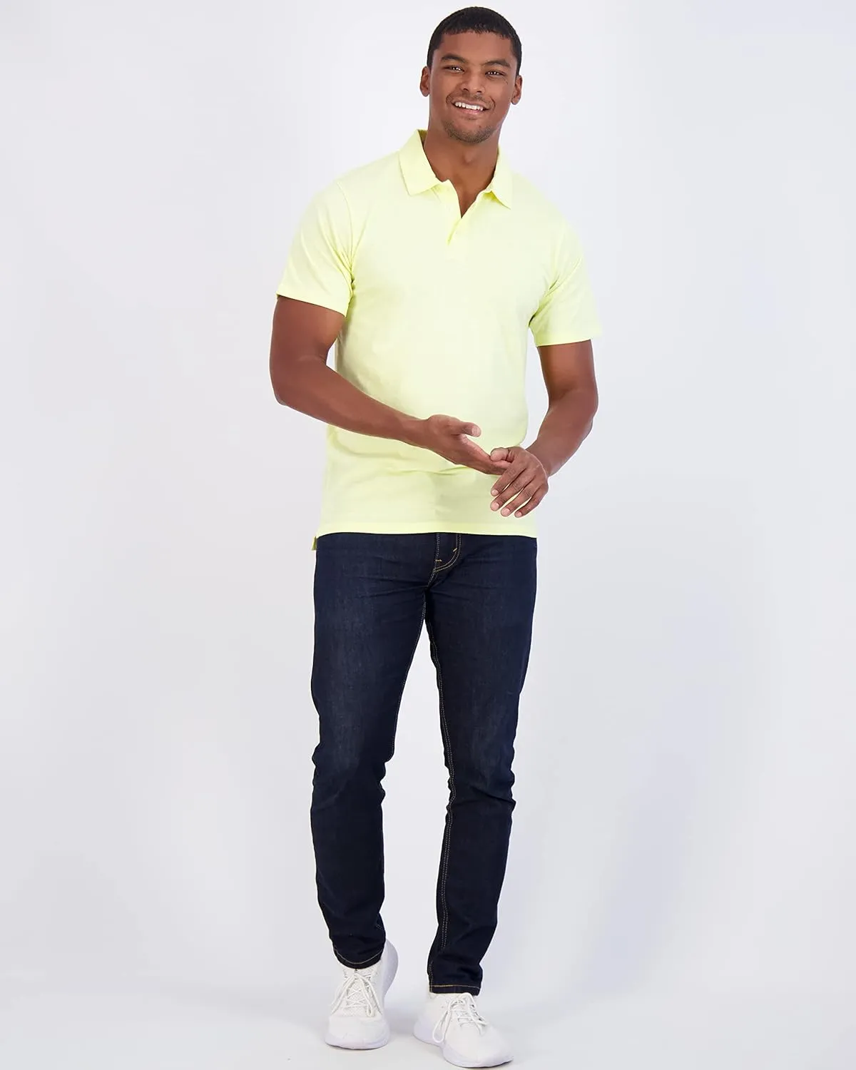 Real Essentials 3 Pack: Men's Jersey Cotton Short Sleeve Polo Shirt - Breathable Performance Polo (Available in Big & Tall)