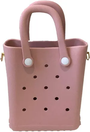 Reva Silicone Mini Bucket Tote Crossbody Bag Perforated Tote Versatile Mini Beach & Everyday Bag