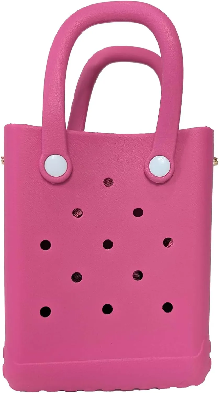 Reva Silicone Mini Bucket Tote Crossbody Bag Perforated Tote Versatile Mini Beach & Everyday Bag